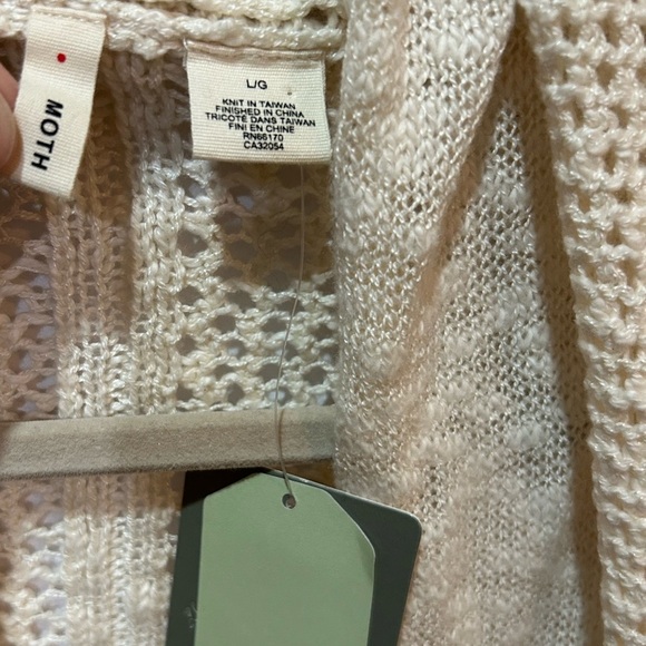 Anthropologie Moth Open Knit Ivory Cardigan Large NWT - Picture 4 of 7